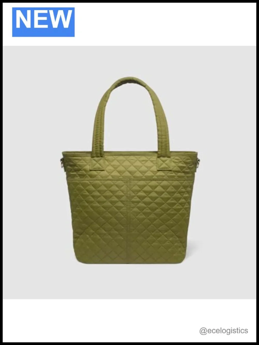 Quilted Nylon Tote Bag for Women, Medium Size with Laptop Sleeve, Adjustable